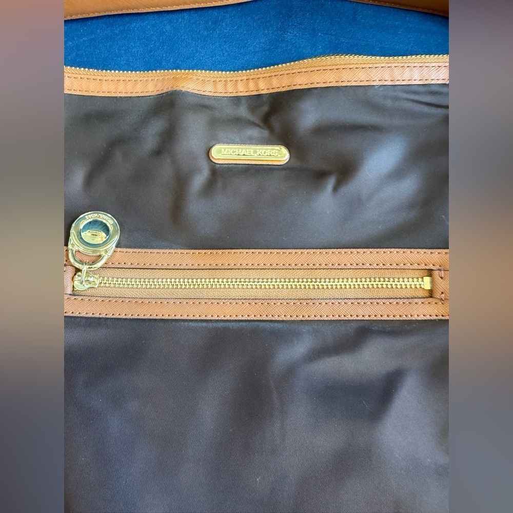 Michael Kors Brown Nylon & Leather Trim Shoulder Bag w/ Crossbody Strap - Picture 2 of 5